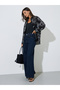 Navy Blue Eyelet Embroidered Longline Oversized Shirt - 2