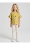 Girls Mustard Sunflower Embroidery Ruffle Sleeves T-Shirt By Juniorloom