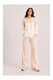 Women's Shirted Long Sleeve Premium Modal Top and Bottom Tracksuit Set - Stone - 4