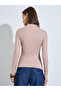 Pink Solid High Neck Ribbed Fitted Top - 5