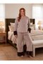 New Season Women's Velvet Plush Detailed Design Long Sleeve Plus Size (Oversized) Pajama Set - 8