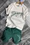 Boys' Designed Text Printed Shorts Set - 3