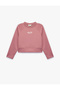 Long Sleeve Viscose Blend Ribbed Crew Neck Printed Sweatshirt