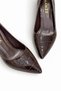Women's Stiletto Crocodile Brown Shiny Pointed Toe Medium Heel F701 - 6