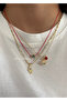 3-Piece Lucky Necklace Red String Zircon Charm Gold Women's Necklace Set