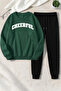Unisex Cherful Design Printed Crew Neck Sweatshirt - 2-Piece Tracksuit Set