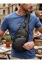 Men's Cross Shoulder Bag Leather Look Multi-Compartment Adjustable Strap Daily Body Bag – Black Tan Burgundy - 4