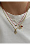 3-Piece Lucky Necklace Red String Zircon Charm Gold Women's Necklace Set - 2