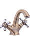 Koç Taşlı Kartal Series Lavabo Faucet with Brushed Antique Brass Body and Double Handle Swan Spout - 2