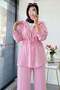 Drawstring Waist Zippered Top and Bottom Set - Pink - 5