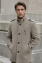 Men's Beige Slim Fit Long Cashmere Coat - 3