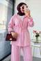 Drawstring Waist Zippered Top and Bottom Set - Pink - 6
