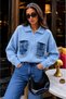 Women's Zippered Knitwear Sweater – Oversized Cardigan with Jean Pocket Detail - 3