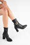 Women's Black Stretch 7.5 cm Thick Heeled Winter Boots