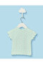 Infant Girls Green Printed Embroidered Rib T-Shirt - 4