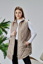 Women's Quilted Vest with Beige Lining - 2