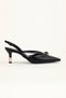 Women's Black Medium Heeled Classic Heeled Shoes with Stone Detail - 2