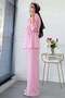 Drawstring Waist Zippered Top and Bottom Set - Pink - 8