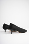Women's Black Suede Pointed Toe 4 cm Short Thin Heeled Stiletto Shoes - 8