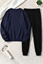 Unisex Bonjour Paris Design Printed Crew Neck Sweatshirt - 2-Piece Tracksuit Set - 2