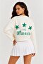 Star Printed Crop Sweatshirt - Cream - 4