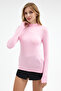 Women's Half Turtleneck Basic Pink Blouse - 3