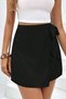 Women's Linen Look High Waist Short Skirt with Tie Detail - 5