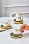 Emerald Green Verde Coffee Cup Set for 6 People with Gold Detail 100 ml - 2