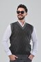 Men's Dad and Middle-Aged Baklava Patterned Acrylic Thick Textured V-Neck Knitwear Sweater