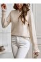 Women's V-Neck Lace Detailed Pearl Buttoned Long Sleeve Knitwear Sweater - 3