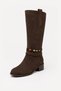 Avelelle Brown Suede Women's Casual Boots with Belt and Bead Detail - 3