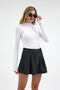 Women's Half Turtleneck Basic White Blouse - 2