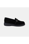 Women's Black Natural Stone Buckle Detailed Suede Loafer - 2