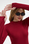 Women's Half Turtleneck Basic Burgundy Blouse - 4