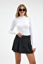 Women's Half Turtleneck Basic White Blouse