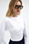 Women's Basic Wide Sleeve White Crop Blouse - 6