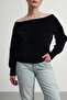 Women's Soft Plush Look Boat Neck Asymmetrical Cut Knitwear Sweater - 5