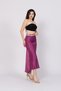 Women's Summer Purple Belted and Elastic Waist Satin Skirt 6791 - 5