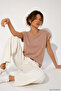 Women's Mink Viscose Short Sleeve Blouse with Stone Accessories - 5