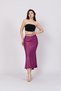 Women's Summer Purple Belted and Elastic Waist Satin Skirt 6791 - 2