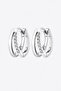 Women's Silver Color Zircon Stone Double Row Hoop Earrings - 4
