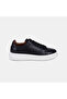 Men's Black Lace-Up Thick-Sole Leather Sneakers - 2