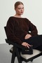 Women's Soft Plush Look Boat Neck Asymmetrical Cut Knitwear Sweater - 2