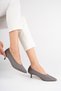 Women's Gray Suede Pointed Toe 4 cm Short Thin Heeled Stiletto Shoes - 6