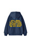 Still Moving Printed Oversize Unisex Indigo Hoodie - 3