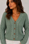 Women's Hair Braided Detailed Knitwear Cardigan V-Neck Buttoned Long Sleeve