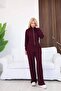 Women's Stand Collar Zippered Wide Leg Two-Piece Tracksuit Set - 4