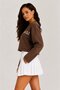 Star Printed Crop Sweatshirt - Brown - 3