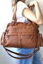 Tan Washed Leather Multi-Compartment Bag