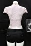 Pink Lace-Up Bolero Y2K Short Sleeve Crop - 3